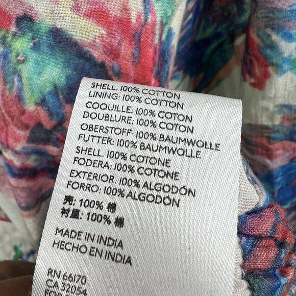 Anthropologie Floral Plunging V Long Sleeve Crop Top Size L Large Tie Back - Picture 14 of 14